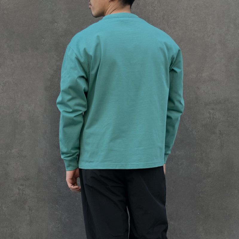 ネオグランジ 裾シャーリング ギミック デカロゴ プリント ロング丈 ロンT ワンポイント刺繍ロングスリーブカットソー(カットソー・Tシャツ