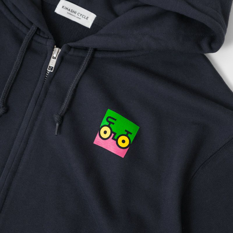 レア　木梨サイクル　KINASHI CYCLE 胸刺繍　ジップアップパーカー ジップパーカー（BOX LOGO） no.1586 color:NAVY/GRAY #木梨