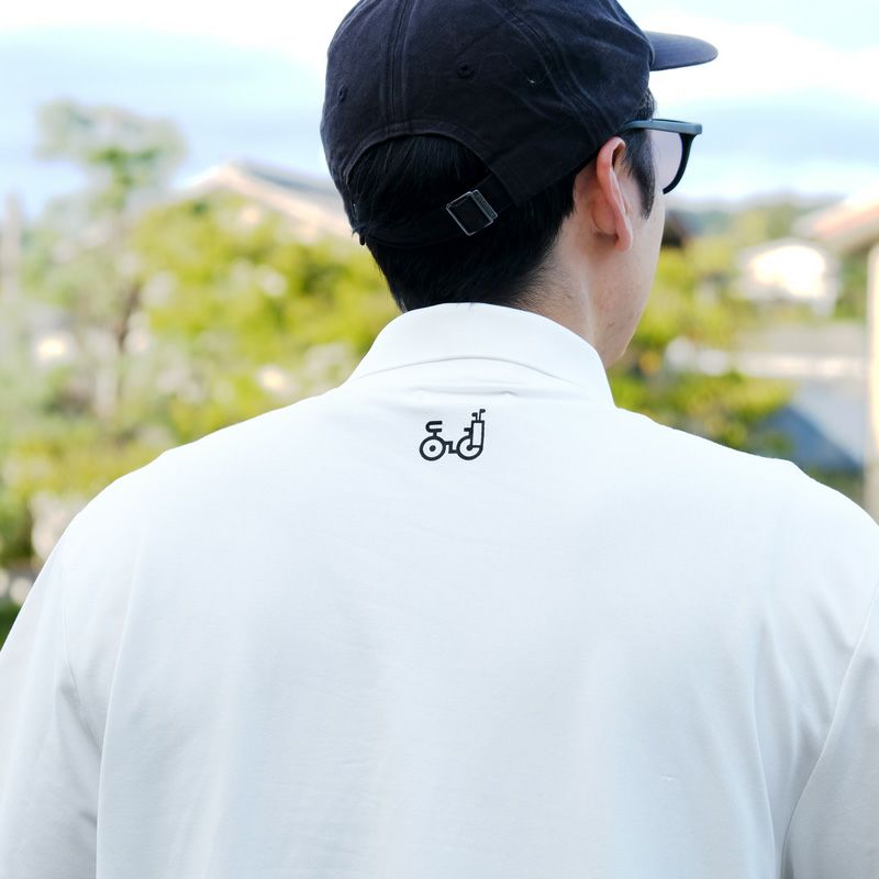 木梨サイクルゴルフウェア モックネック(BIGKINASHICYCLE) no.1482 color: WHITE/BLACK #木梨